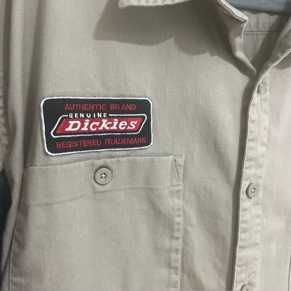 Men’s Authentic Dickies Workshirt Tan With Black Side Stripes Size XL (46-48) - Picture 5 of 6
